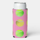 Moderne gele tennisbal patroon speler roze seltzer blikjeskoeler (Seltzer Voorkant)