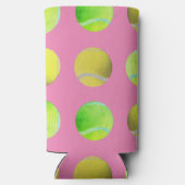 Moderne gele tennisbal patroon speler roze seltzer blikjeskoeler (Achterkant)