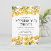 Moderne gele tulpen bloemenbrunch Moederdag Kaart (Staand voorkant)