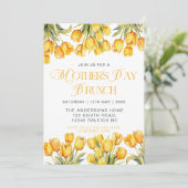 Moderne gele tulpen bloemenbrunch Moederdag Kaart (Staand voorkant)