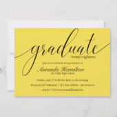 Moderne gele typografie Afstudeeruitnodiging Kaart (Voorkant)