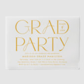 Moderne Gele Typografie Graduation Party Vellum Uitnodigingen (Voorkant)