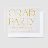 Moderne Gele Typografie Graduation Party Vellum Uitnodigingen (Offset)
