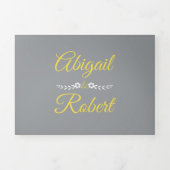 Moderne gele typografie, grijze foto bruiloft drieluik uitnodiging (Cover)