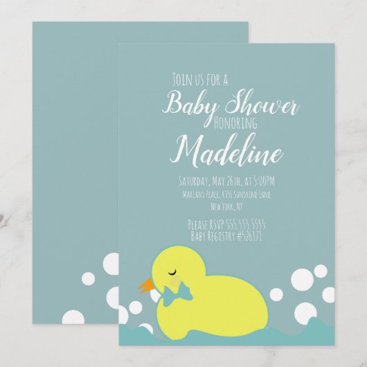 Moderne gele warme baby shower uitnodiging voor ee (Voorkant / Achterkant)