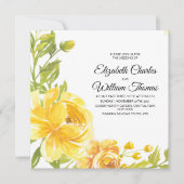 Moderne Gele Waterverf Bloemen Wedden Kaart (Voorkant)