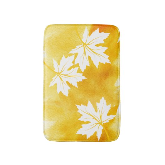 Moderne gele waterverf en witte paardebladeren badmat (Voorkant Verticaal)