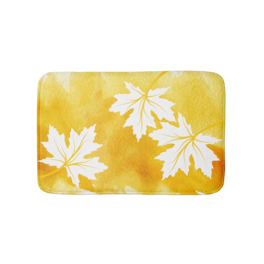 Moderne gele waterverf en witte paardebladeren badmat (Voorkant)