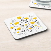 Moderne Gele Waterverf Floral Motif Bier Onderzetter (Linkerzijde)