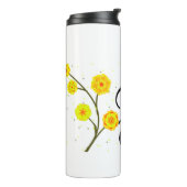 Moderne gele waterverf florale monogram naam thermosbeker (Gedraaid links)