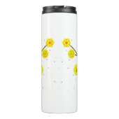 Moderne gele waterverf florale monogram naam thermosbeker (Achterkant)