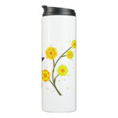 Moderne gele waterverf florale monogram naam thermosbeker (Geroteerd rechts)