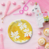 Moderne gele waterverf splash and maple-bladeren papieren bordje (Feest)