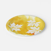 Moderne gele waterverf splash and maple-bladeren papieren bordje (Gekanteld)