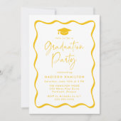 Moderne Gele Wavy Lijst Foto Afstudeerfeest Kaart (Voorkant)
