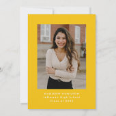 Moderne Gele Wavy Lijst Foto Afstudeerfeest Kaart (Achterkant)