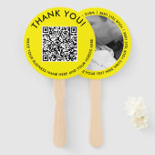 Moderne Gele Web QR Code Digitale Scanbare Foto Handwaaier (Voorkant en achterkant)