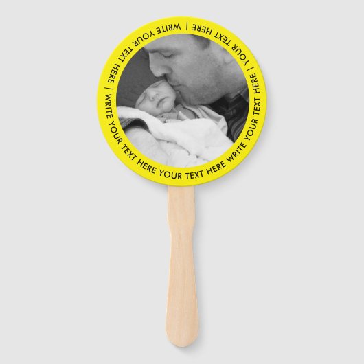 Moderne Gele Web QR Code Digitale Scannable Foto Handwaaier (Achterkant)