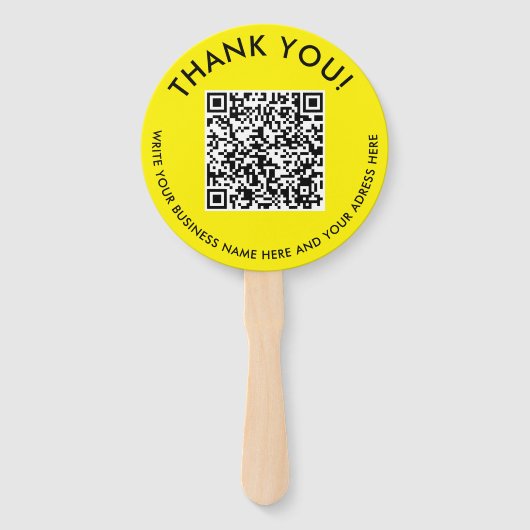 Moderne Gele Web QR Code Digitale Scannable Foto Handwaaier (Voorkant)