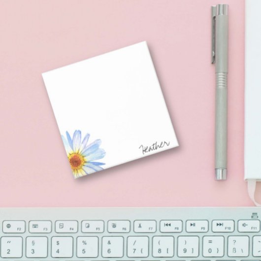 Moderne Gele Witte Madelief Waterverf Persoonlijk Post-it® Notes