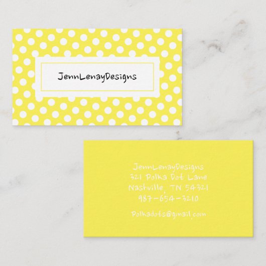 Moderne gele witte poka stipt afbeelding visitekaartje (Voorkant / Achterkant)