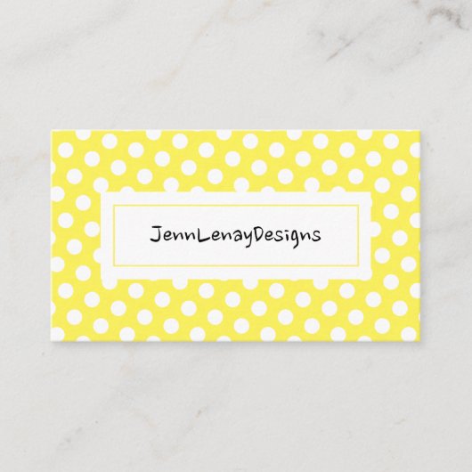 Moderne gele witte poka stipt afbeelding visitekaartje (Voorkant)
