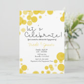 Moderne Gele Witte Stippen Bellen Feesten Kaart (Staand voorkant)