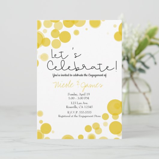 Moderne Gele Witte Stippen Bellen Vieren Kaart (Staand voorkant)