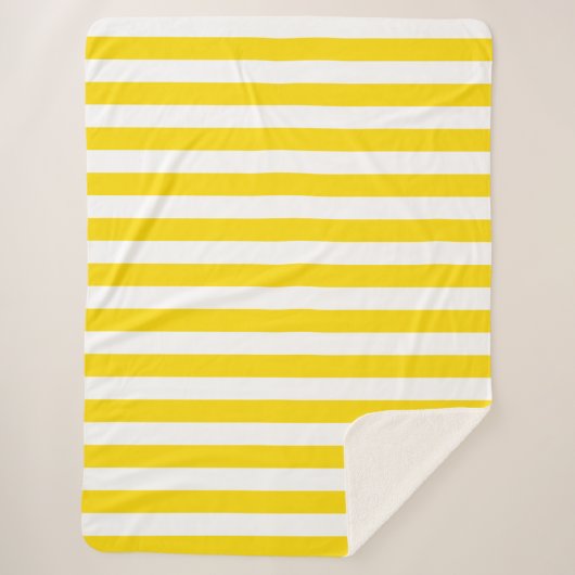 Moderne gele witte streped Sjabloon groot Sherpa Deken (Voorkant)