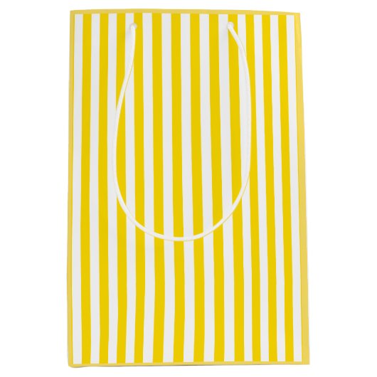 Moderne gele witte strepes Sjabloon legant Medium Cadeauzakje (Voorkant)