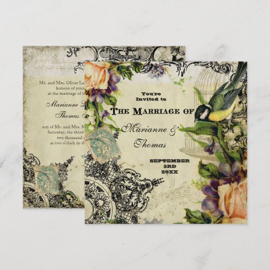 Moderne , gele zangdraden kaart (Voorkant / Achterkant)