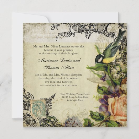 Moderne , gele zangdraden kaart (Achterkant)