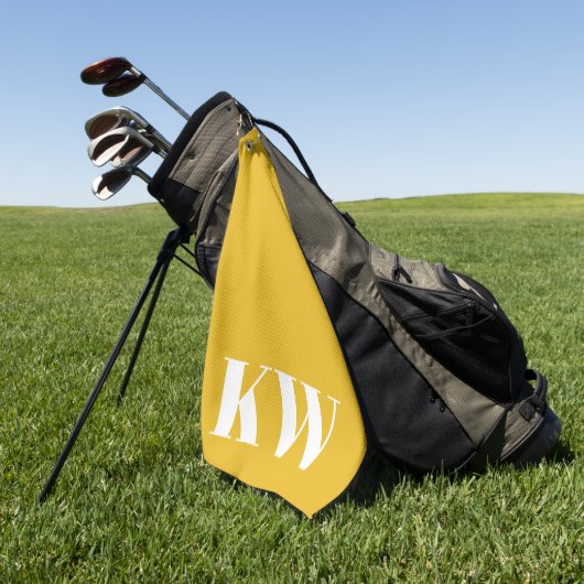 Moderne Gele Zomer Monogram Personaliseerbaar Golfhanddoek (Groen)