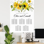 Moderne Gele Zonnebloem 5-tafel zitgrafiek Poster (Thuiskantoor)