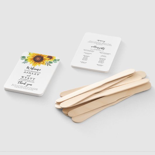 Moderne gele zonnebloem bruiloft handwaaier (Niet-gemonteerd)