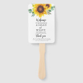 Moderne gele zonnebloem bruiloft handwaaier (Voorkant)