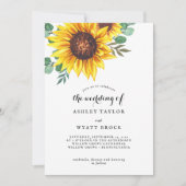 Moderne gele zonnebloem bruiloft kaart (Voorkant)