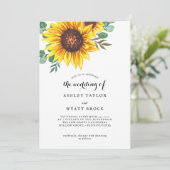 Moderne gele zonnebloem bruiloft kaart (Staand voorkant)