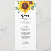 Moderne gele zonnebloem bruiloft menu (Voorkant)