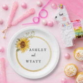 Moderne gele zonnebloem bruiloft papieren bordje (Feest)