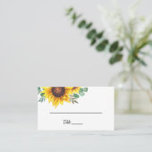 Moderne gele zonnebloem bruiloft plaatskaartje (Staand voorkant)