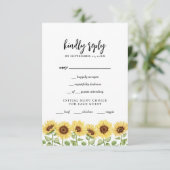 Moderne gele zonnebloem bruiloft RSVP kaartje (Staand voorkant)