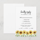 Moderne gele zonnebloem bruiloft RSVP kaartje (Voorkant / Achterkant)