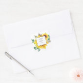 Moderne gele zonnebloem bruiloft vierkante sticker (Envelop)