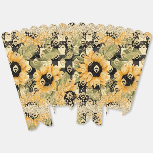 Moderne Gele Zonnebloem Dambord Goud Glitter Bedankdoosjes (Ongevouwen)