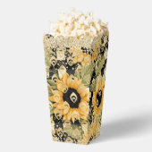 Moderne Gele Zonnebloem Dambord Goud Glitter Bedankdoosjes (Popped)