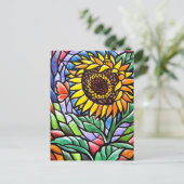 Moderne Gele Zonnebloem Stijlvolle Bloemschilderin Briefkaart (Staand voorkant)