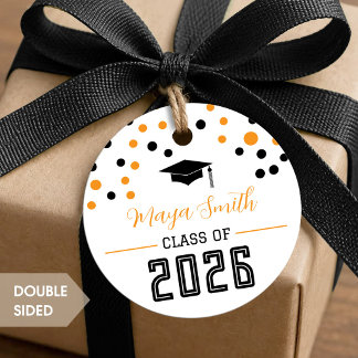 Moderne Gele Zwarte Afstudeer Cadeautags Bedankjes Labels