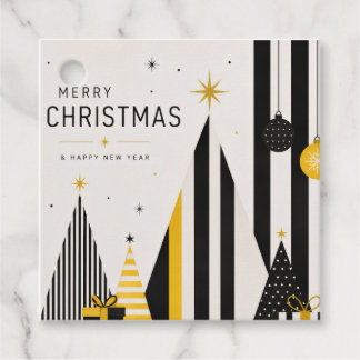 Moderne Gele Zwarte En Witte Kerstcadeaukaart Bedankjes Labels