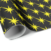 Moderne gele zwarte sterren patroon koel cadeaupapier (Rol Hoek)